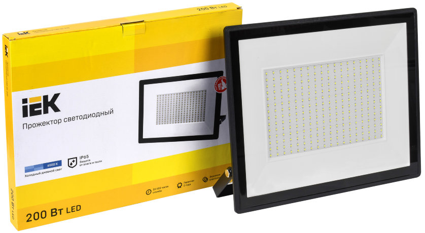 Прожектор светодиодный СДО 06-200 IP65 6500K черный IEK