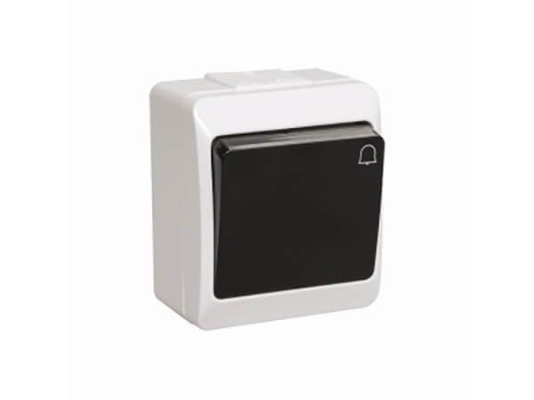 Выключатель 1-клавишный для открытой установки кнопочный ВСк20-1-0-ГЧ IP44 ГЕРМЕС (цвет клавиши: черный) IEK