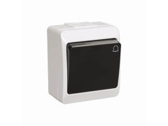 Выключатель 1-клавишный для открытой установки кнопочный ВСк20-1-0-ГЧ IP44 ГЕРМЕС (цвет клавиши: черный) IEK