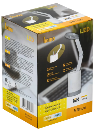 LIGHTING Светильник светодиодный настольный 2012 5Вт пантограф с карманом белый IEK