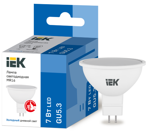 Лампа светодиодная MR16 софит 7Вт 230В 6500К GU5.3 IEK