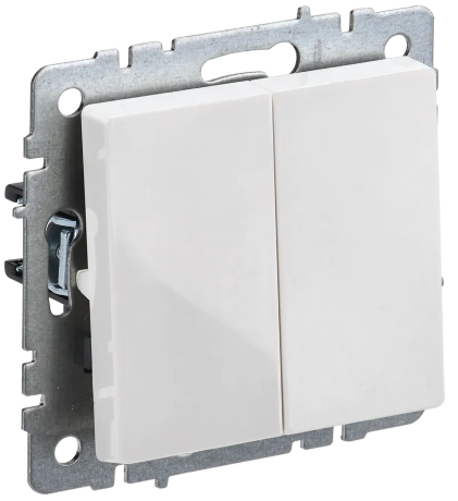 BRITE Выключатель 2-клавишный проходной 10А ВС10-2-6-БрБ белый IEK