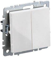 BRITE Выключатель 2-клавишный проходной 10А ВС10-2-6-БрБ белый IEK