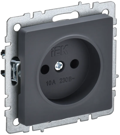 BRITE Розетка 1-местная без заземления без защитных шторок 10А РС10-1-0-БрГ графит IEK