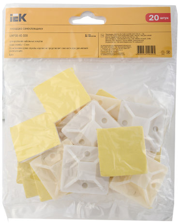 Площадка самоклеящаяся 40х40 под хомуты белая (20шт) IEK