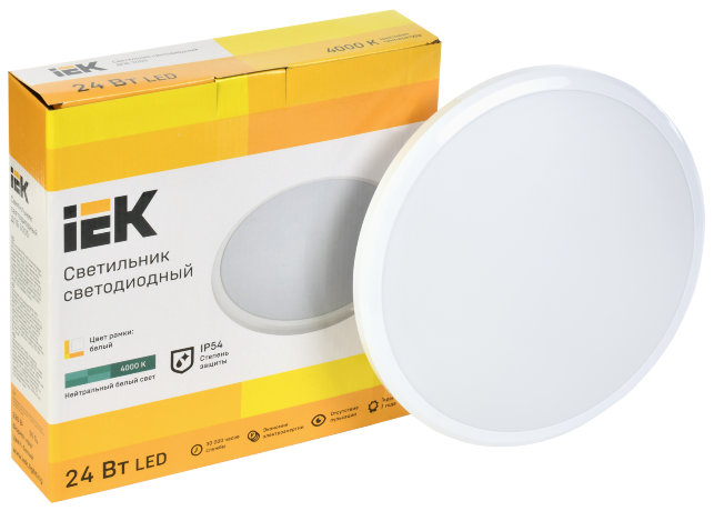 Светильник светодиодный ДПБ 3005 24Вт IP54 4000K круг белый IEK