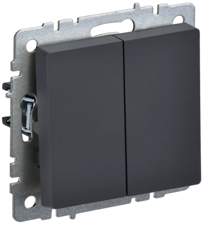 BRITE Выключатель 2-клавишный проходной 10А ВС10-2-6-БрГ графит IEK