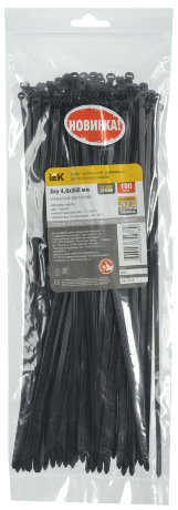 Хомут кабельный усиленный Хку 4,8х300мм со стальным замком черный (100шт) IEK