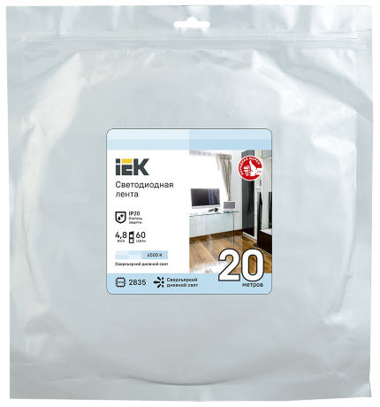 Лента светодиодная 20м LSR-2835W60-4,8-IP20-12В IEK