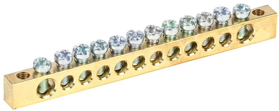 Шина PEN "земля-ноль" 6х9мм 12/2 (12групп/крепеж по краям) IEK