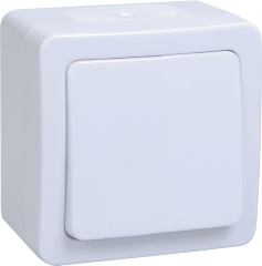 Выключатель 1-клавишный для открытой установки проходной ВСп20-1-0-ГПБ IP54 ГЕРМЕС PLUS (цвет клавиши: белый) IEK