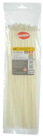 Хомут кабельный усиленный Хку 4,8х370мм со стальным замком белый (100шт) IEK