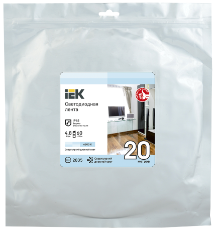 Лента светодиодная 20м LSR-2835W60-4,8-IP65-12В IEK