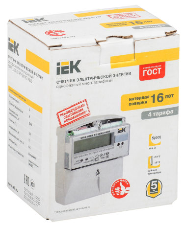Счетчик электрической энергии однофазный многотарифный STAR 104/1 R5-5(60)Э 4ШО IEK